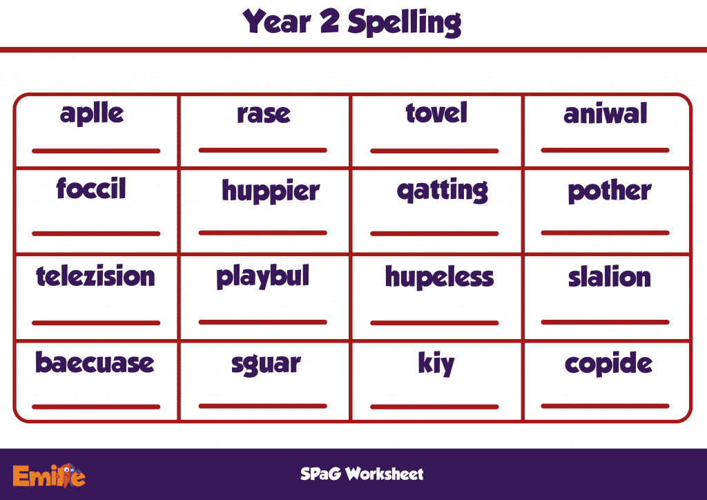year 2 spelling
