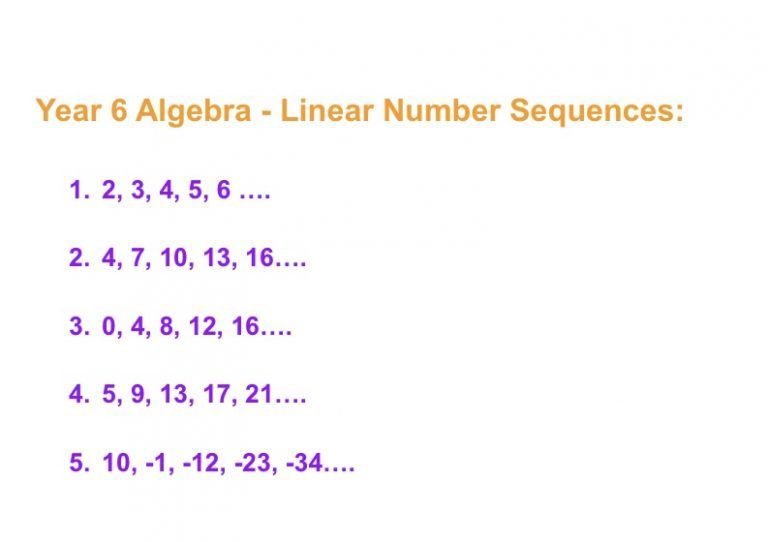 Year 6 algebra Linear Sequence